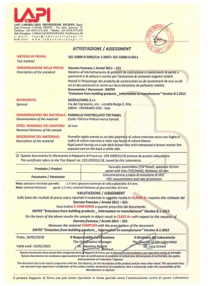 Certificate OF LOW EMISSION VOLATILE SUBSTANCES RELATED TO EPOXY-POLYURETHANE ADHESIVES